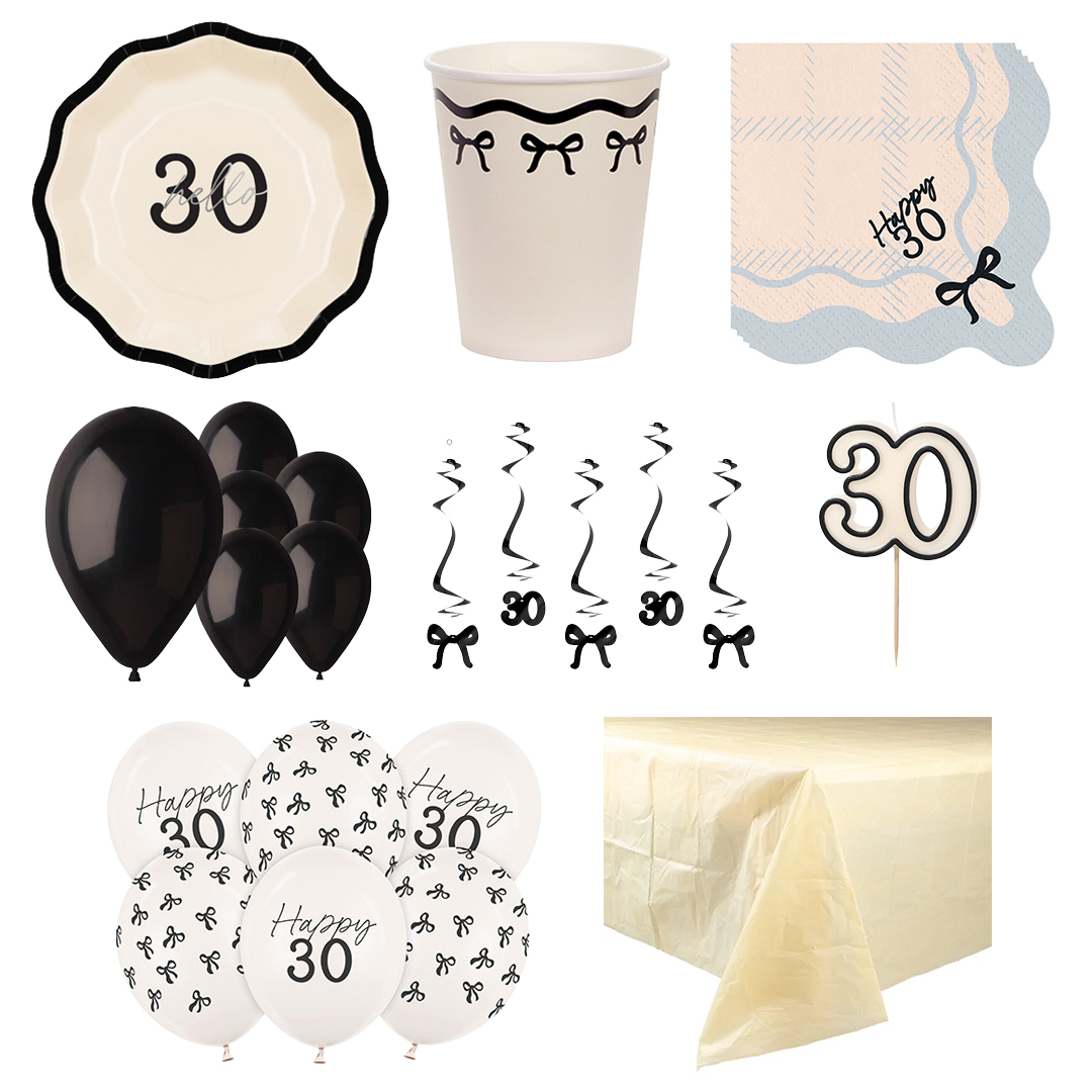 Elegant Milestone 30th Birthday 12 Person Deluxe Party Pack