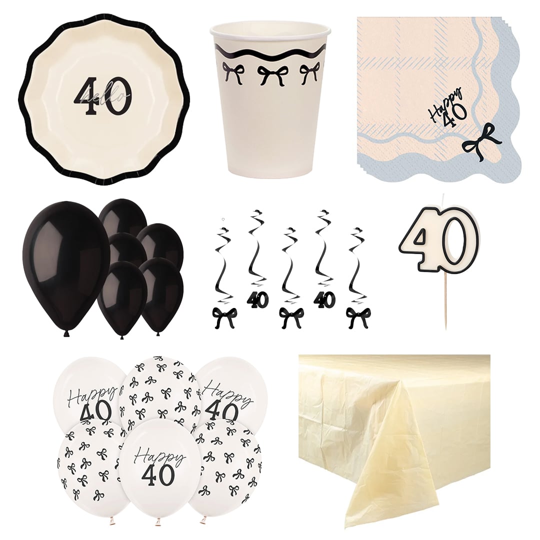 Elegant Milestone 40th Birthday 12 Person Deluxe Party Pack