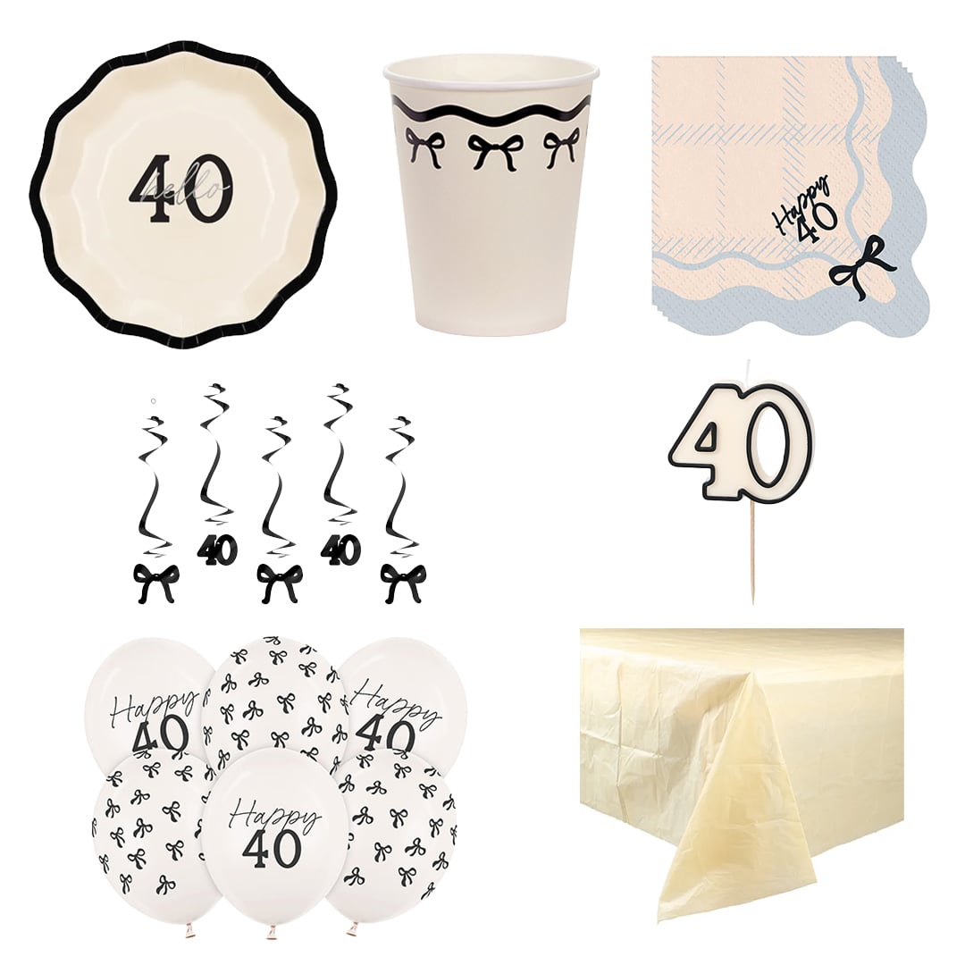 Elegant Milestone 40th Birthday 6 Person Deluxe Party Pack