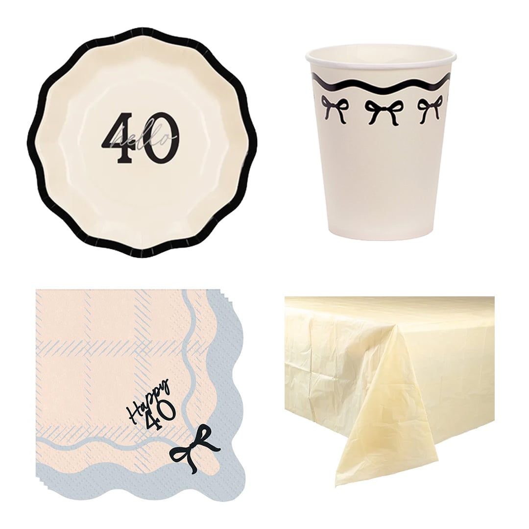 Elegant Milestone 40th Birthday 6 Person Value Party Pack