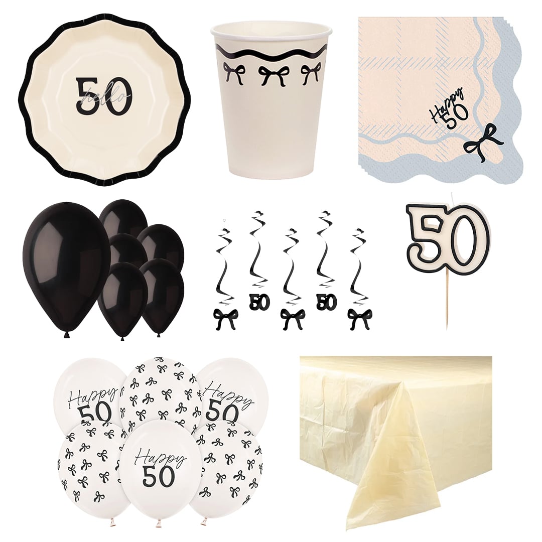 Elegant Milestone 50th Birthday 12 Person Deluxe Party Pack