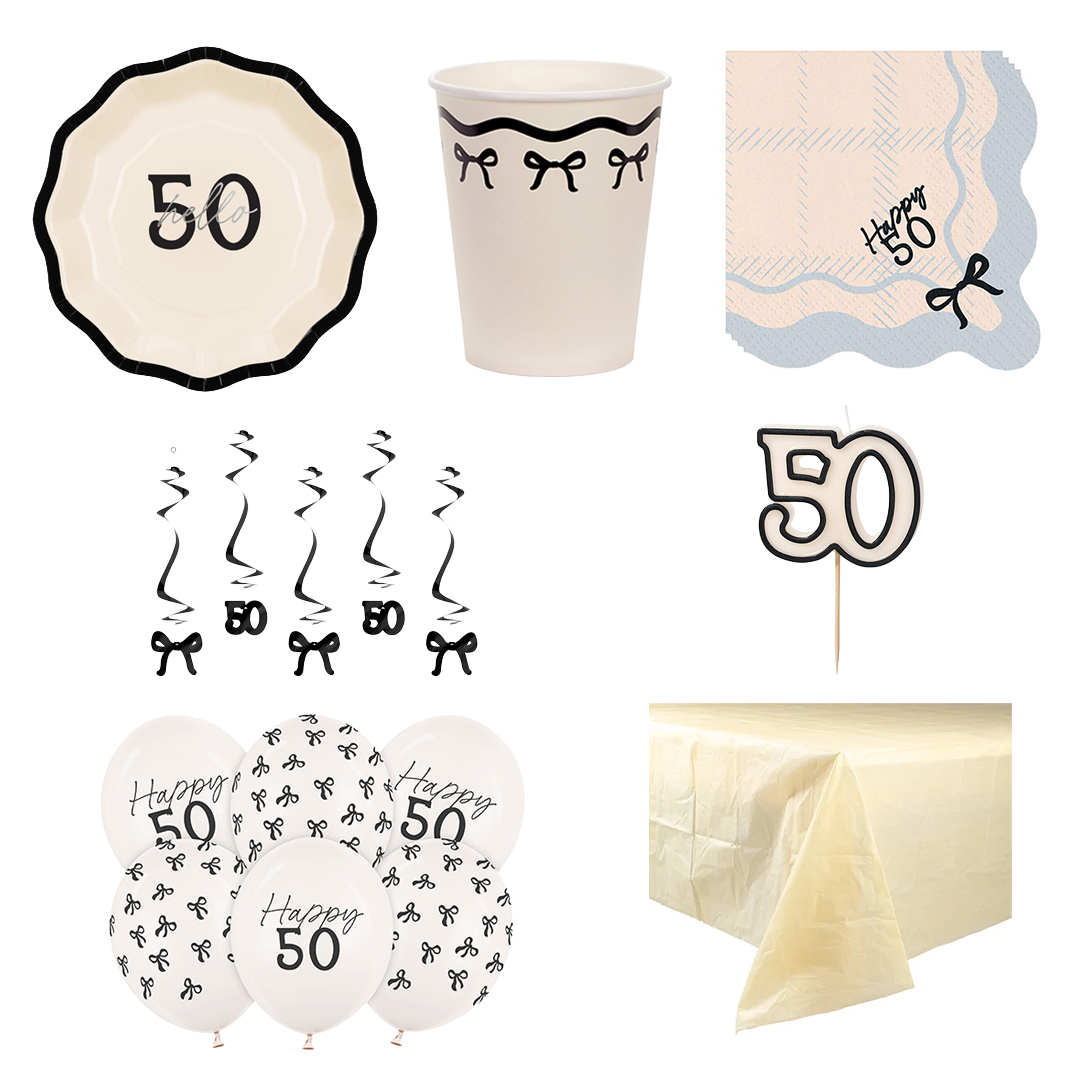 Elegant Milestone 50th Birthday 6 Person Deluxe Party Pack