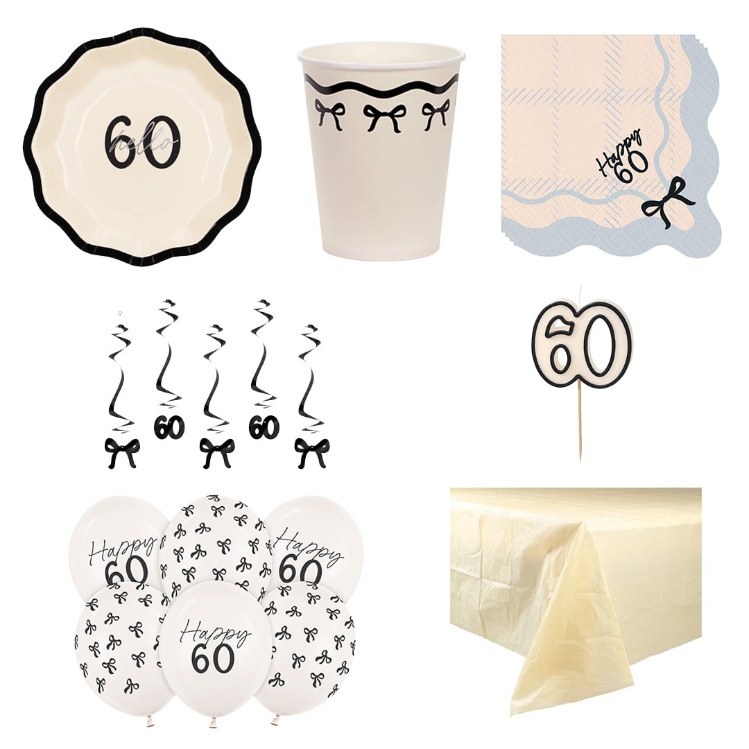 Elegant Milestone 60th Birthday 6 Person Deluxe Party Pack