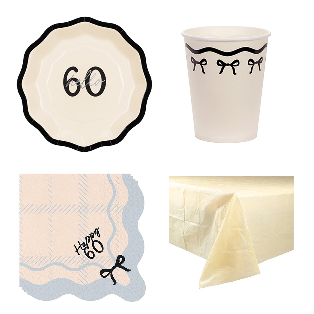 Elegant Milestone 60th Birthday 6 Person Value Party Pack