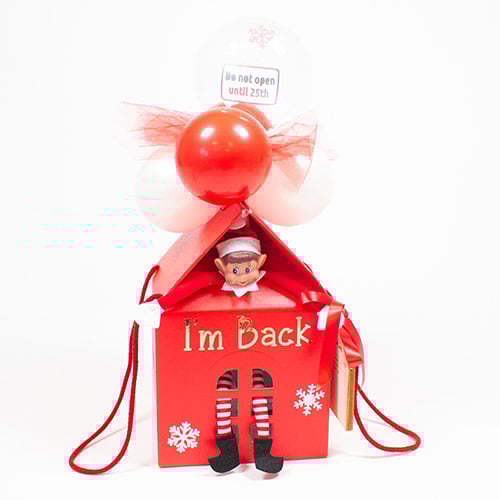 White Elf Arrival in a House with Wooden Christmas Envelope