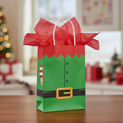 Elf Christmas Paper Party Bag with Handles 22cm