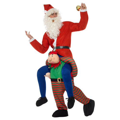 Elf Christmas Piggyback Fancy Dress Costume Unisex Adult One Size Product Gallery Image