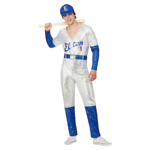 Elton John Sequin Baseball Jumpsuit Deluxe Fancy Dress Costume Adult Mens Large Product Gallery Image