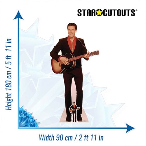 Elvis Presley Red Shirt & Guitar Lifesize Cardboard Cutout 180cm Product Gallery Image