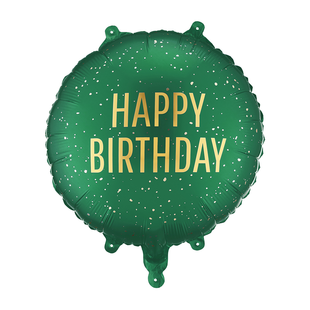 Emerald Green Happy Birthday Round Foil Balloon 45cm / 18 in