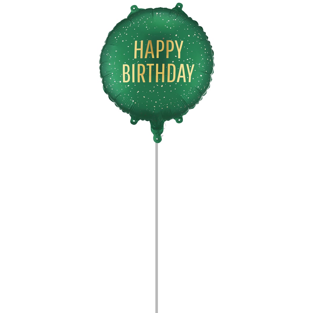 Emerald Green Happy Birthday Round Foil Balloon - Inflated Balloon In A Box Product Gallery Image
