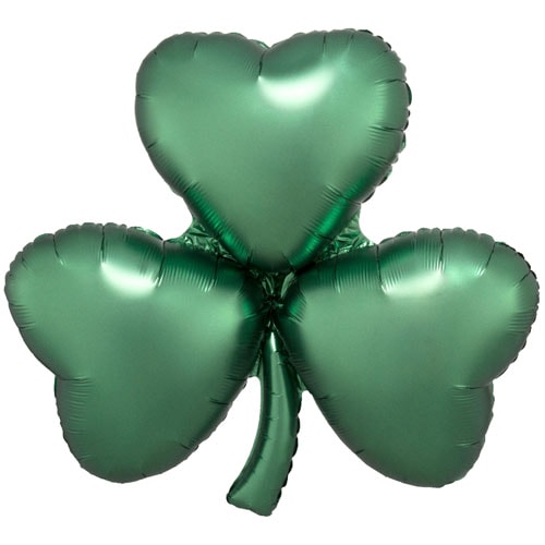 Emerald Shamrock Satin Luxe St Patricks Day Helium Foil Giant Balloon 73cm / 29 in Product Image