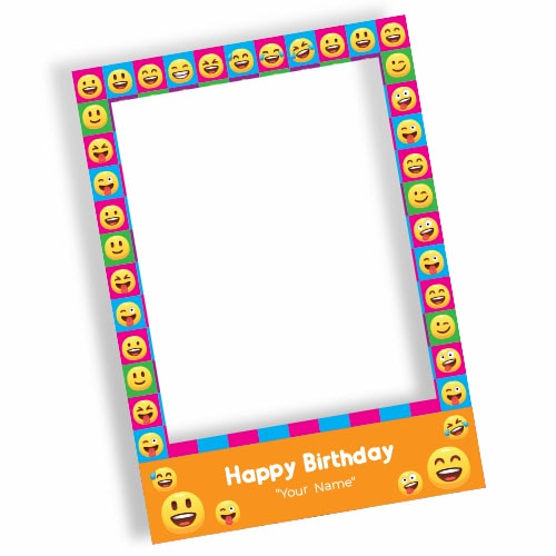 Emoji Happy Birthday Orange Personalised Selfie Frame Photo Prop Product Image