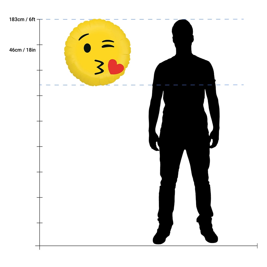 Emoji Kiss Round Shape Foil Helium Balloon 46cm / 18 in Product Gallery Image
