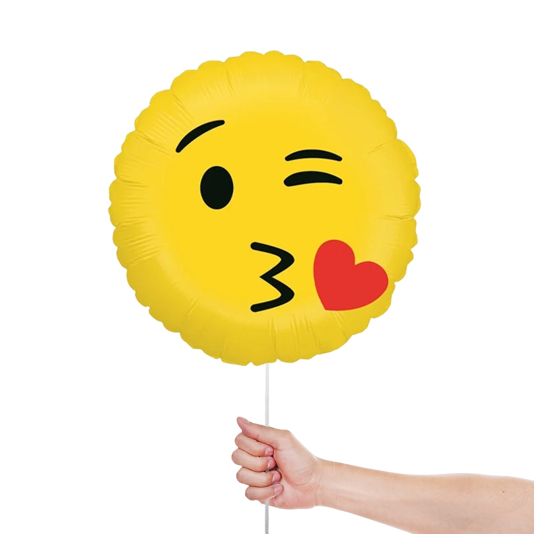 Emoji Kiss Round Shape Foil Helium Balloon 46cm / 18 in Product Gallery Image