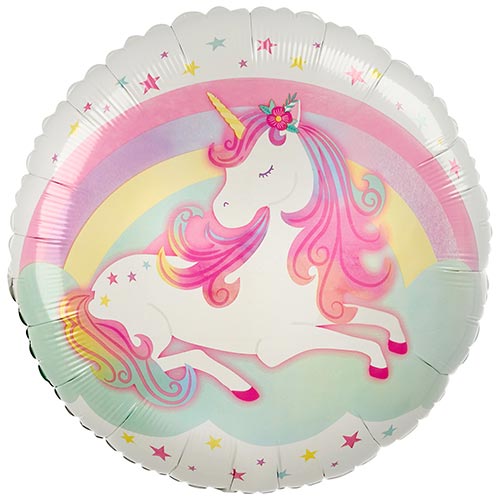 Enchanted Unicorn Round Foil Helium Balloon 43cm / 17 in Product Image