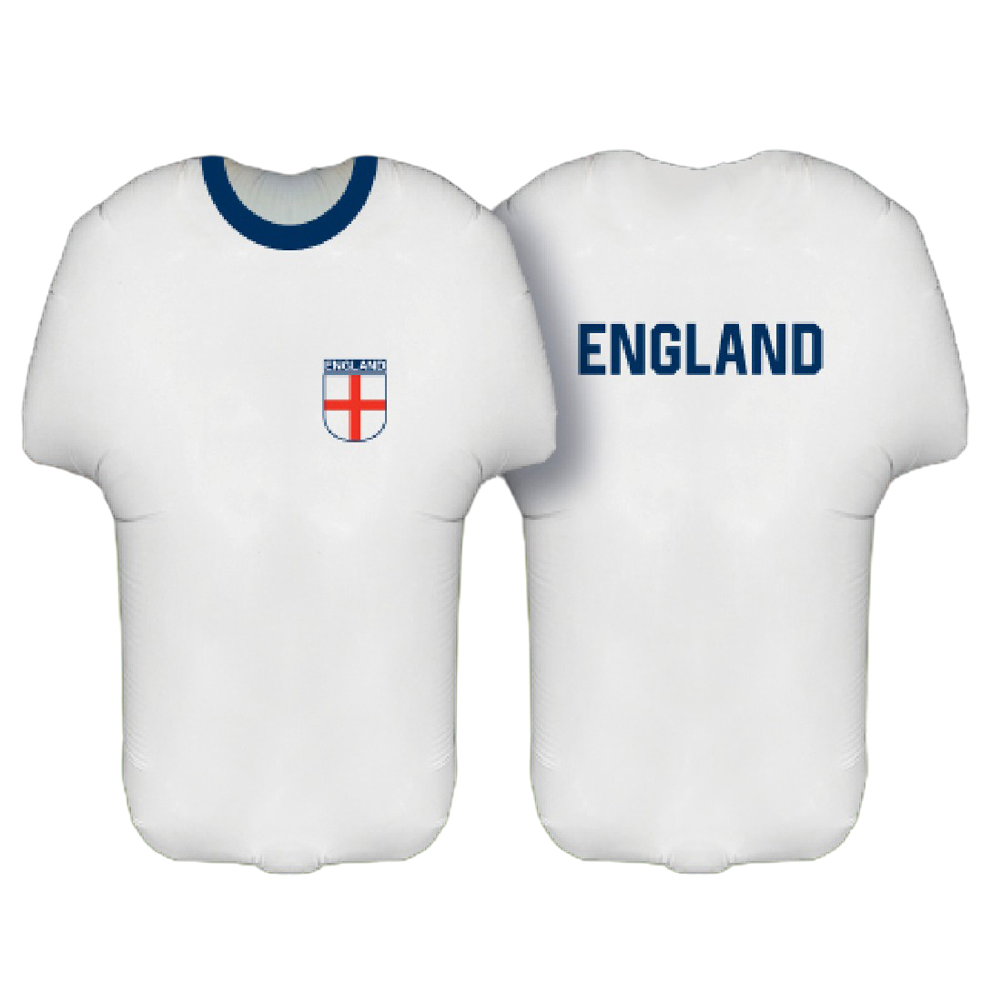 England White Sports Shirt Shape Metallic Foil Shaped Balloon 61cm / 24 in