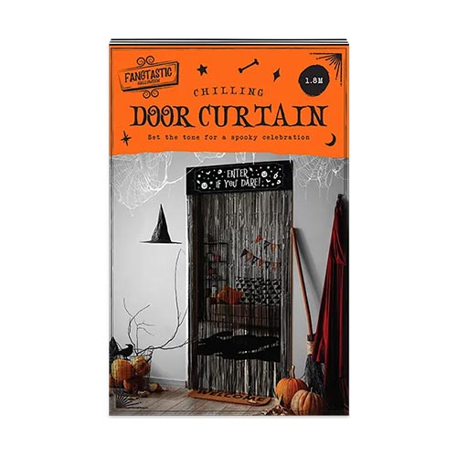 Enter If You Dare Spooky Halloween Black Door Curtain Backdrop 1.8m Product Image