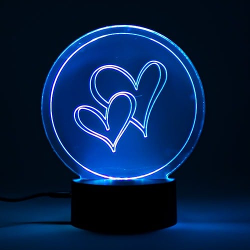 Entwined Hearts Clear Acrylic Sign with LED Light Base Product Image