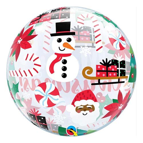 Everything Christmas See-Thru Bubble Helium Qualatex Balloon 56cm / 22 in Product Gallery Image