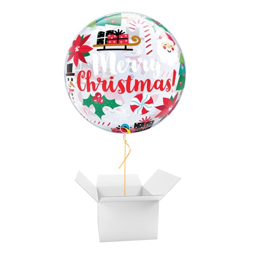 Everything Christmas See-Thru Bubble Helium Qualatex Balloon - Inflated Balloon in a Box
