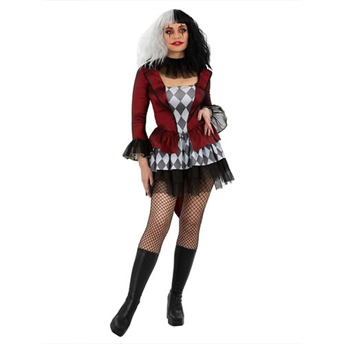 Evil Jester Red Fancy Dress Costume Ladies Small - UK 8-10 Product Gallery Image