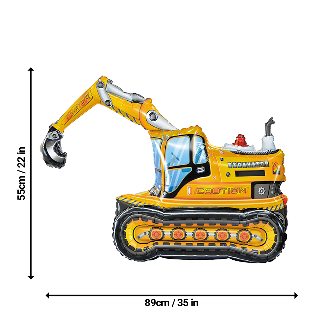 Excavator 3D Standing Shaped Air Fill Foil Balloon 89cm / 35 in Product Gallery Image