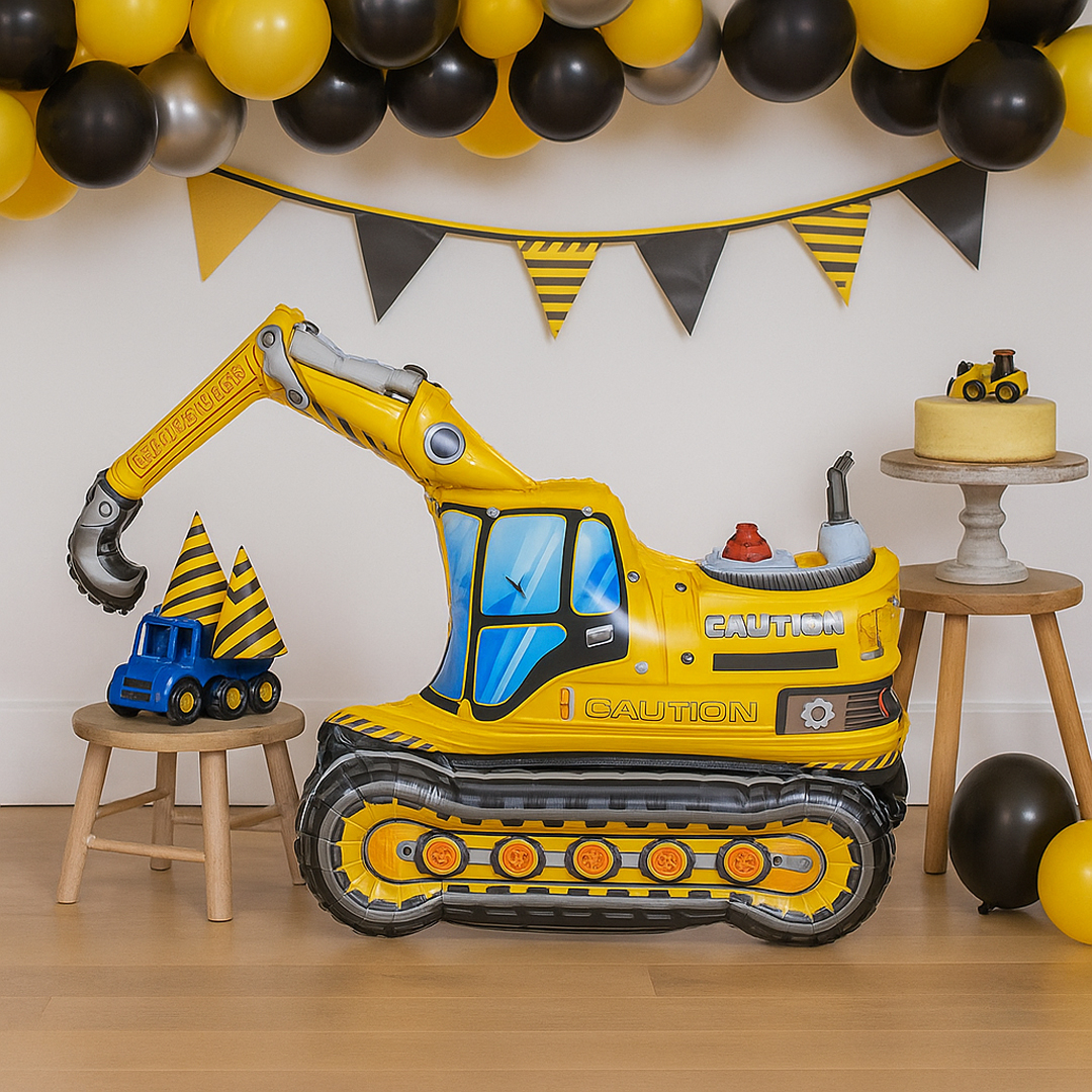 Excavator 3D Standing Shaped Air Fill Foil Balloon 89cm / 35 in Product Gallery Image