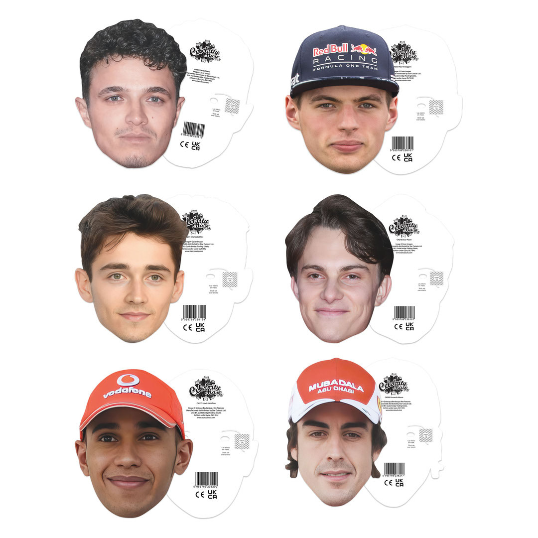 F1 Racers Cardboard Face Masks - Pack of 6 Product Gallery Image