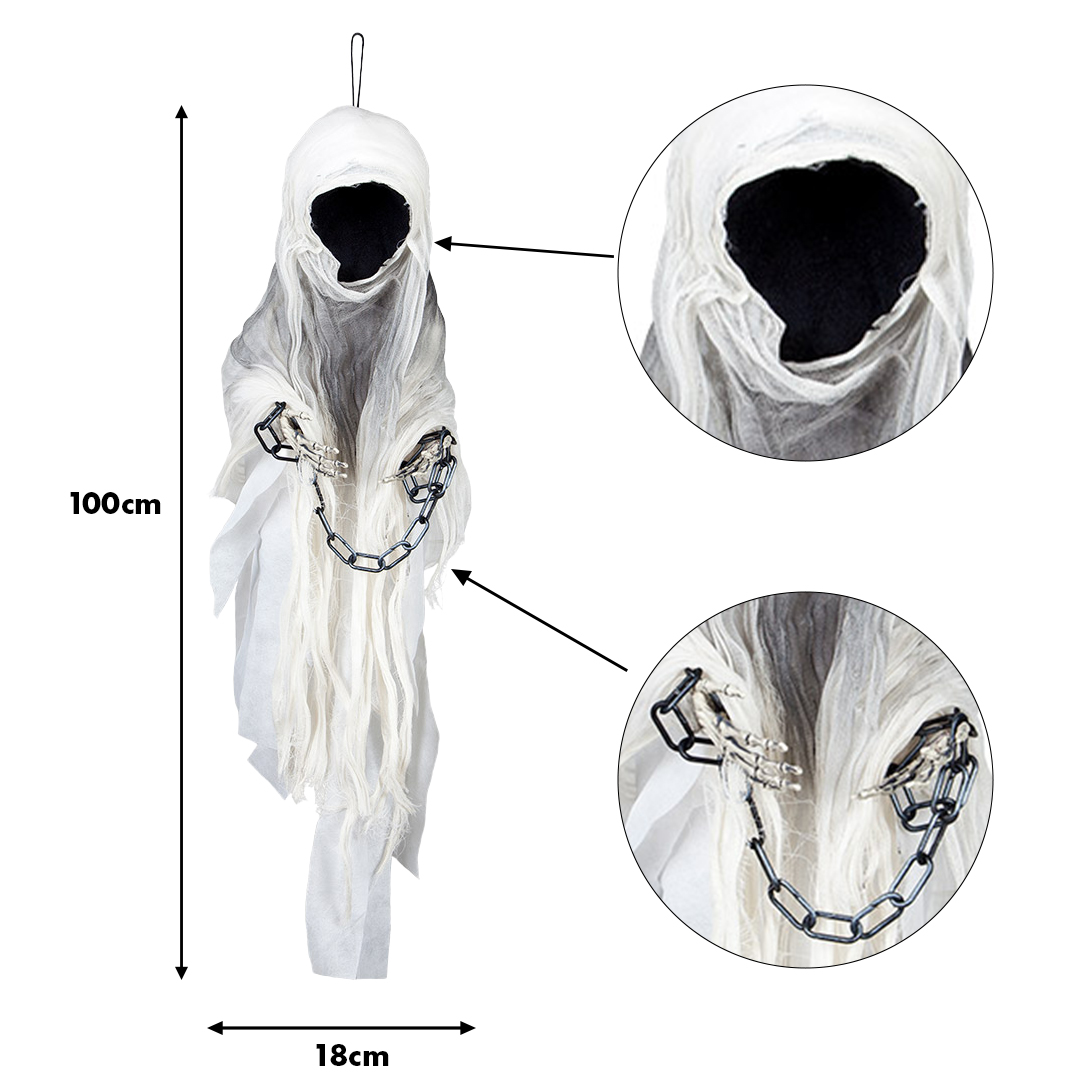 Faceless Ghost Halloween Hanging Prop Decoration 1m View 4