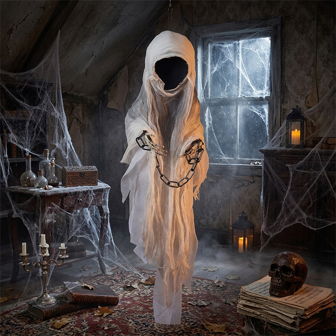 Faceless Ghost Halloween Hanging Prop Decoration 1m View 2
