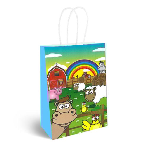 Farm Animal Paper Party Bag with Handles 22cm
