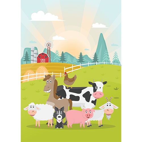 Farm Animals Sunrise Design Poster PVC Party Sign Decoration Product Gallery Image