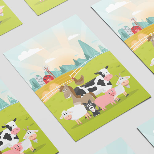 Farm Animals Sunrise Design Poster PVC Party Sign Decoration Product Gallery Image