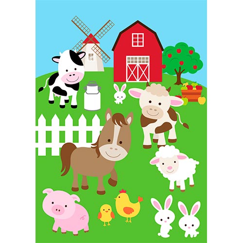 Farm Animals Windmill Design Poster PVC Party Sign Decoration Product Gallery Image