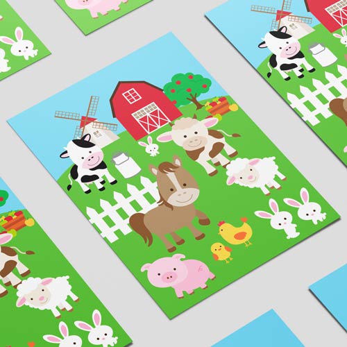 Farm Animals Windmill Design Poster PVC Party Sign Decoration Product Gallery Image