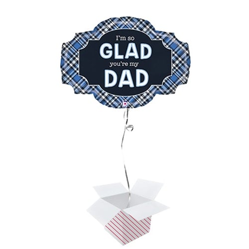 Father's Day Plaid Two-Sided Helium Foil Giant Balloon - Inflated Balloon in a Box Product Gallery Image