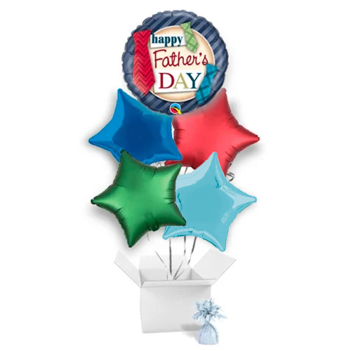 Father's Day Ties Balloon Bouquet - 5 Inflated Balloons In A Box