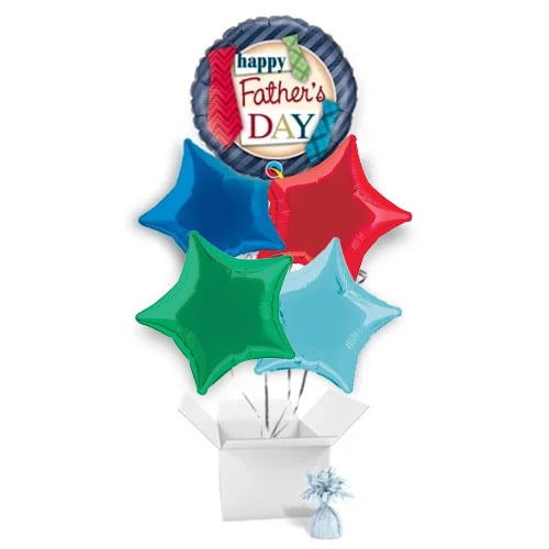 Father's Day Ties Balloon Bouquet - 5 Inflated Balloons In A Box