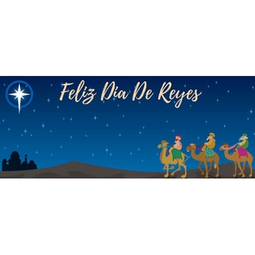 Feliz Dia De Reyes Three Kings Design Small Personalised Banner – 4ft x 2ft