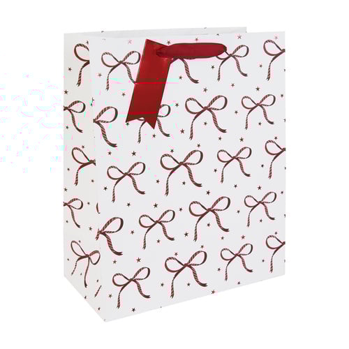 Festive Bow Embossed Christmas Large White Gift Bag 33cm Product Image