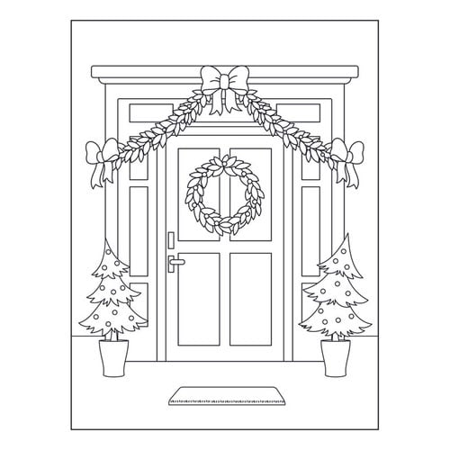 Festive Front Door Christmas A4 Colouring Sheet Product Image