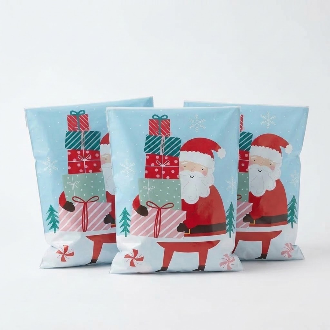 Festive Santa Claus Christmas Gift Present Plastic Sacks 73cm - Pack of 3