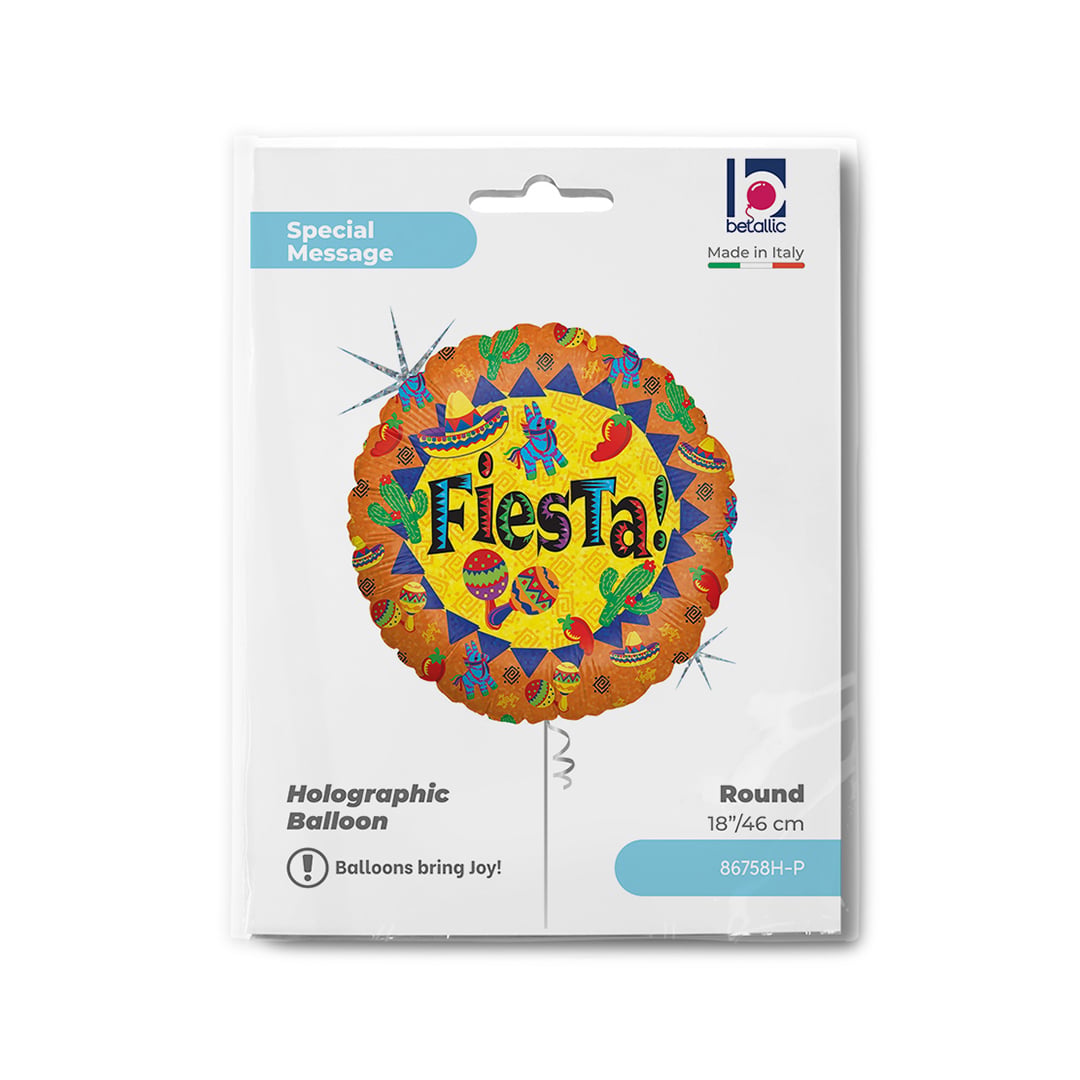 Fiesta Holographic Round Foil Balloon 46cm / 18 in Product Gallery Image