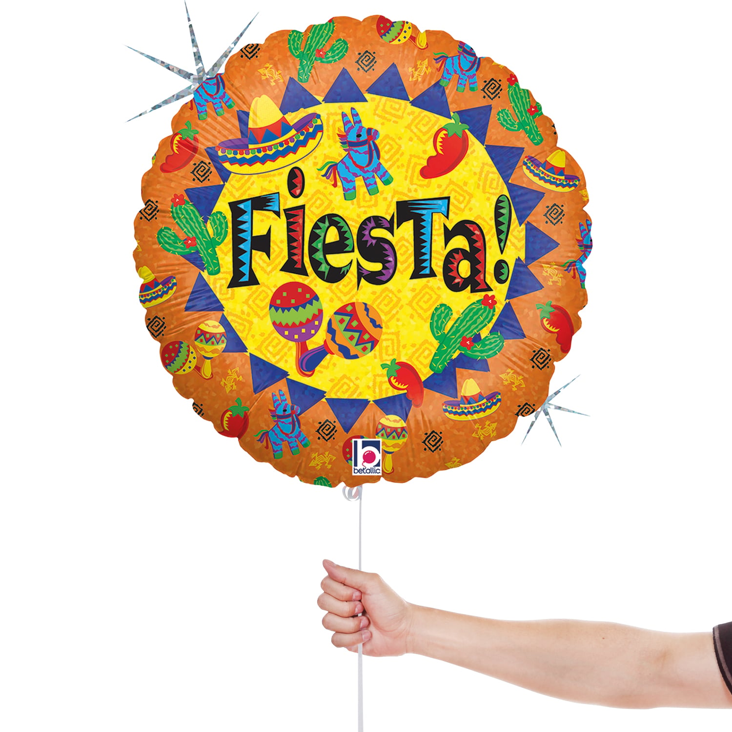 Fiesta Holographic Round Foil Balloon 46cm / 18 in Product Gallery Image