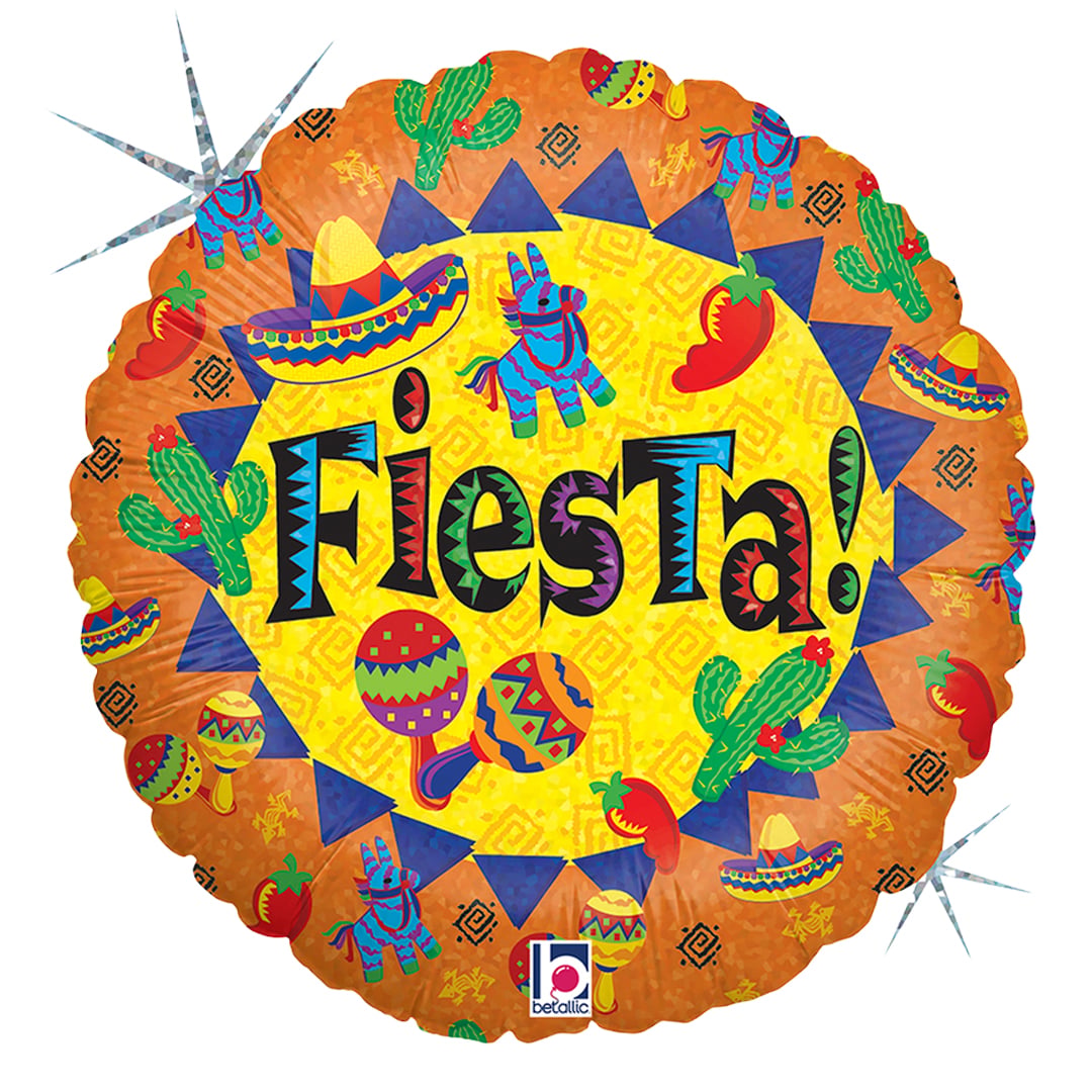 Fiesta Holographic Round Foil Balloon 46cm / 18 in