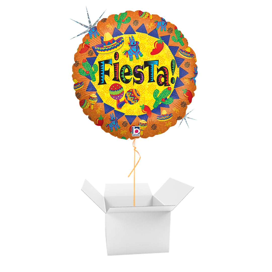 Fiesta Holographic Round Foil Balloon - Balloon In A Box