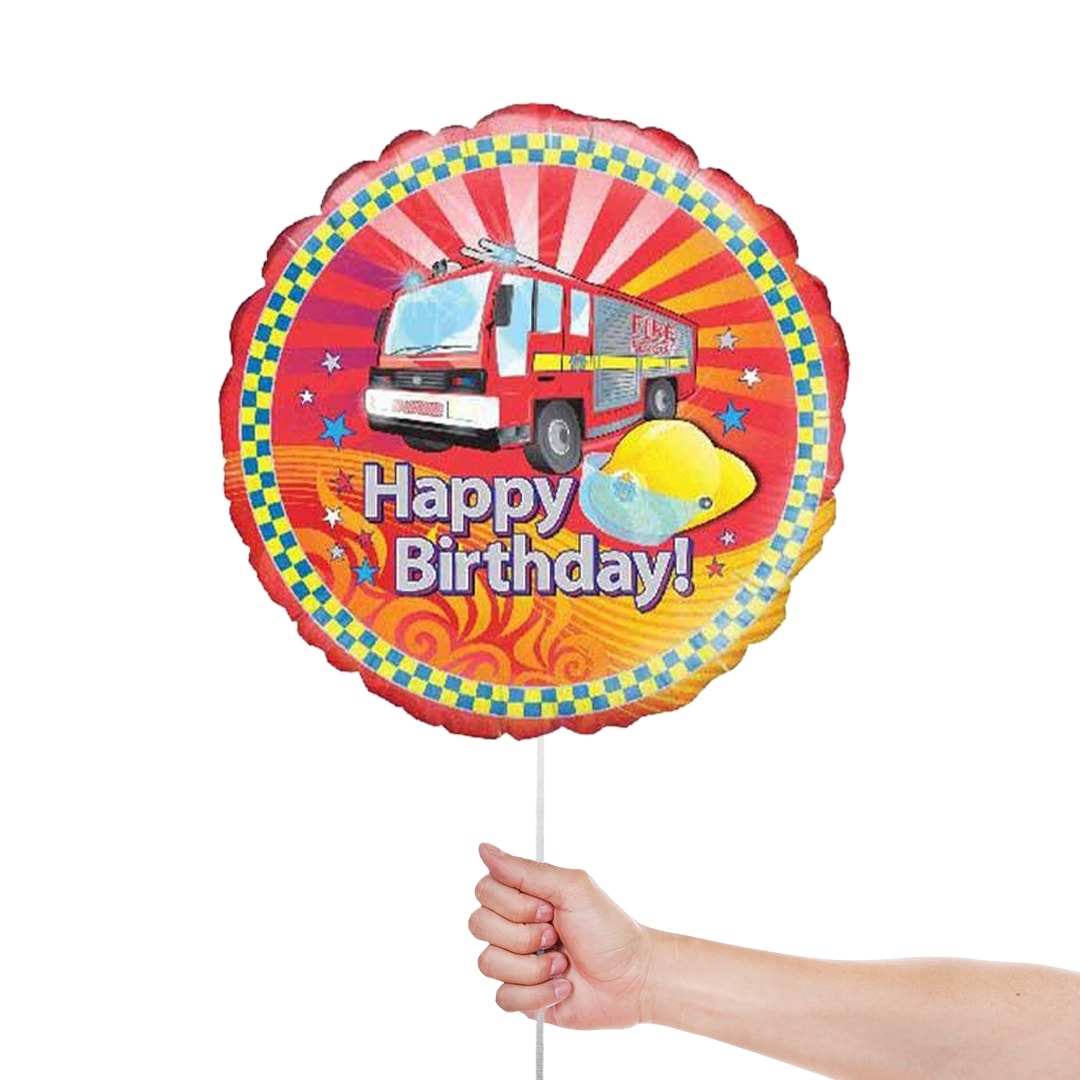 Fire Engine Birthday Round Foil Helium Balloon 46cm / 18 in Product Gallery Image