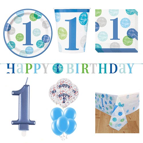 First Birthday Boy 16 Person Deluxe Party Pack Product Image