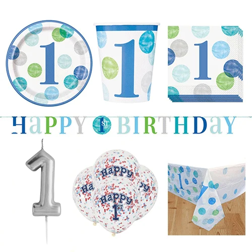 First Birthday Boy 8 Person Deluxe Party Pack